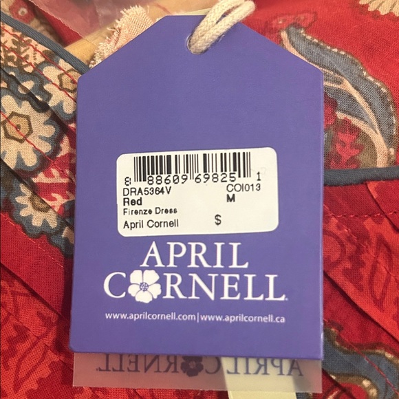 April Cornell Red Floral Pintuck Dress with Blue Trim “Firenze Dress” - Picture 13 of 13